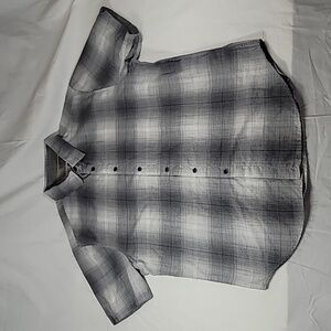 FUNDAMENTAL COAST Ripley Plaid Short Sleeve Shirt Dark Shadow Size XL
